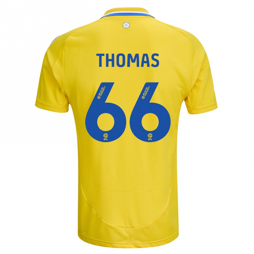 Kids Football Luca Thomas #66 Yellow Blue Away Jersey 2024/25 T-Shirt Australia