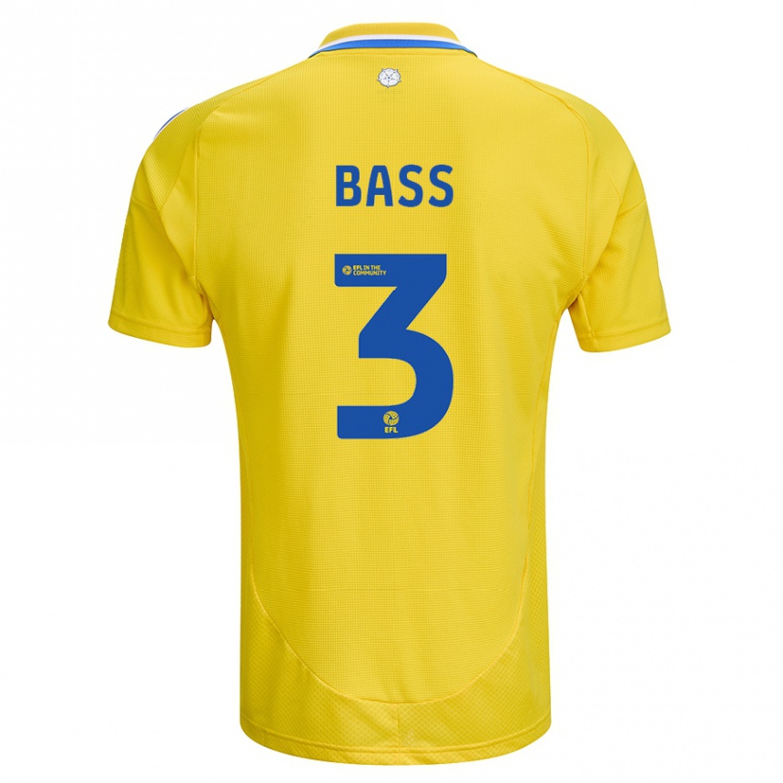 Kids Football Rebekah Bass #3 Yellow Blue Away Jersey 2024/25 T-Shirt Australia