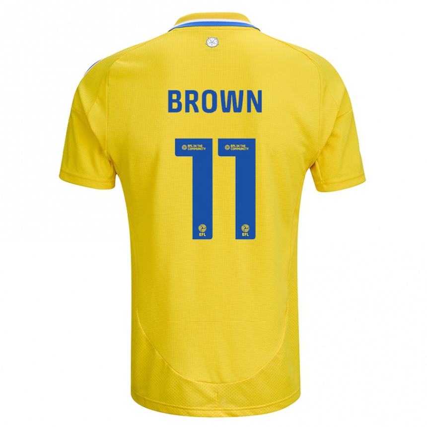 Kids Football Abbie Brown #11 Yellow Blue Away Jersey 2024/25 T-Shirt Australia