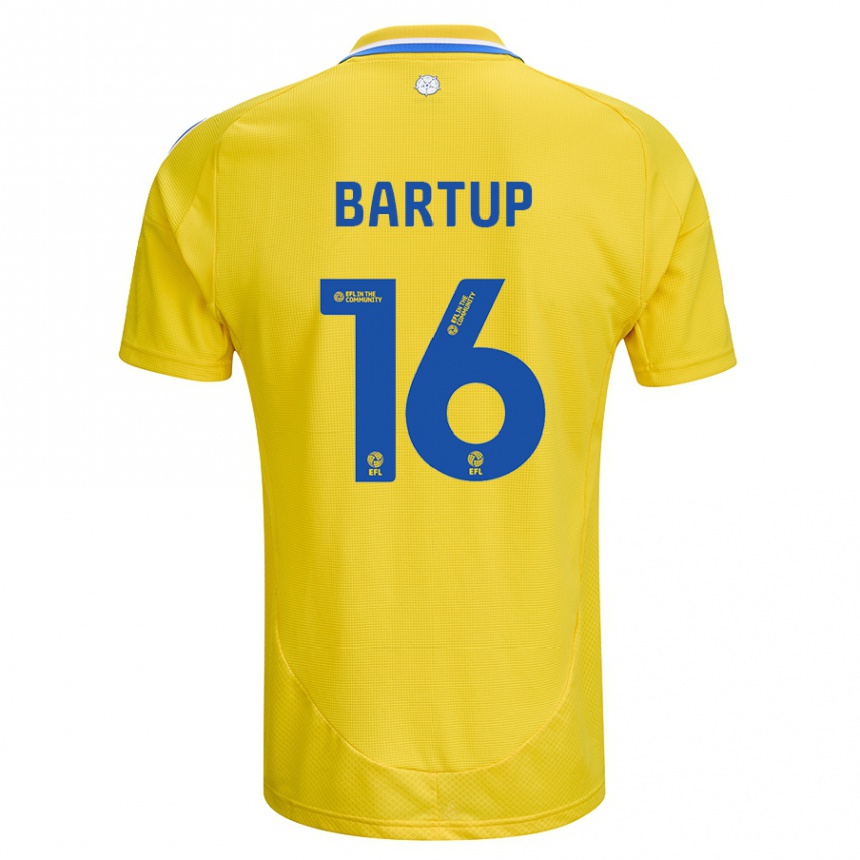 Kids Football Laura Bartup #16 Yellow Blue Away Jersey 2024/25 T-Shirt Australia