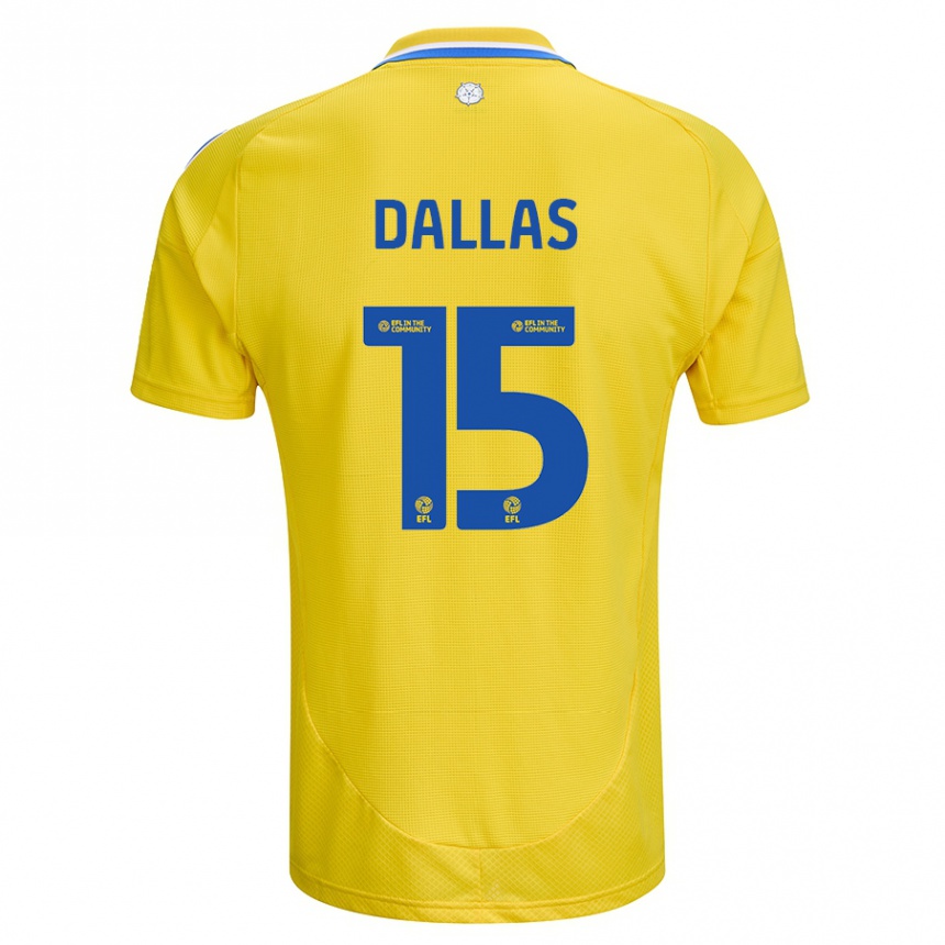 Kids Football Stuart Dallas #15 Yellow Blue Away Jersey 2024/25 T-Shirt Australia