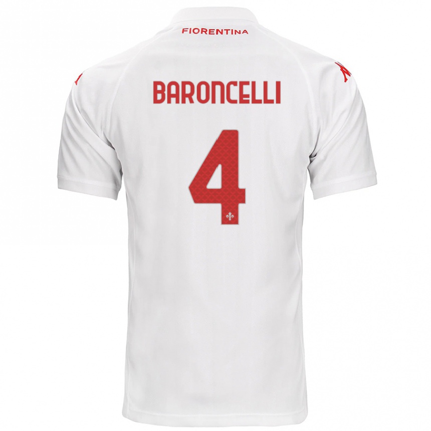 Kids Football Leonardo Baroncelli #4 White Away Jersey 2024/25 T-Shirt Australia