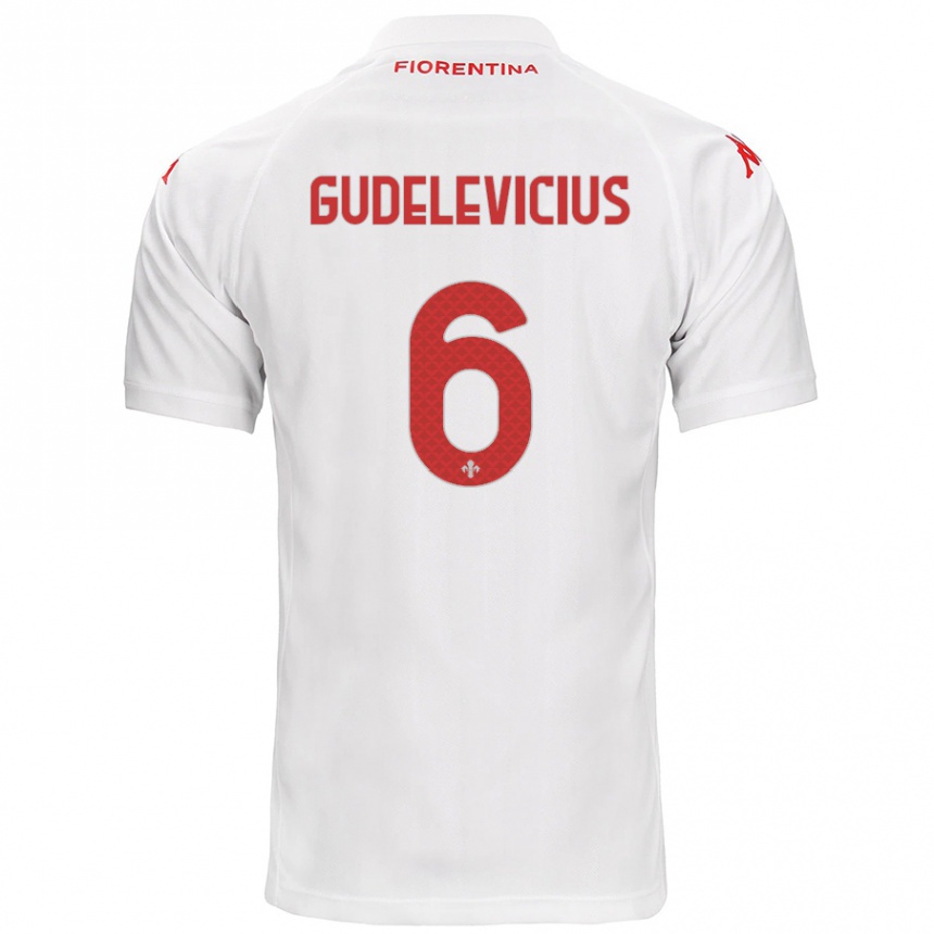 Kids Football Ernestas Gudelevicius #6 White Away Jersey 2024/25 T-Shirt Australia