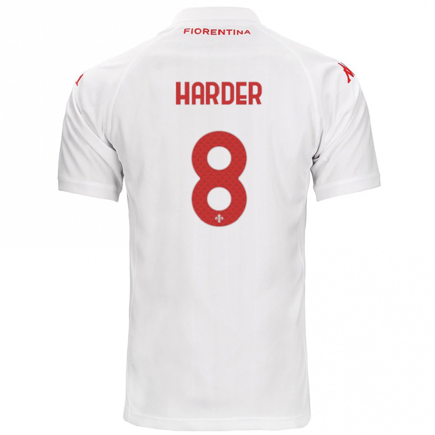 Kids Football Jonas Harder #8 White Away Jersey 2024/25 T-Shirt Australia