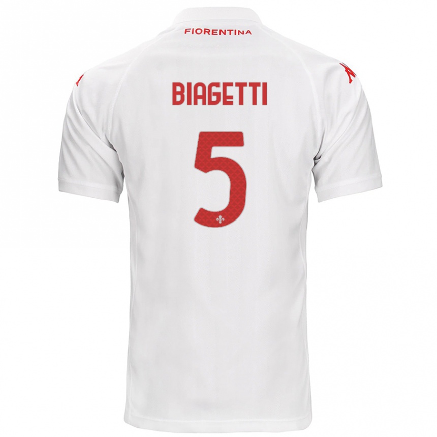 Kids Football Christian Biagetti #5 White Away Jersey 2024/25 T-Shirt Australia