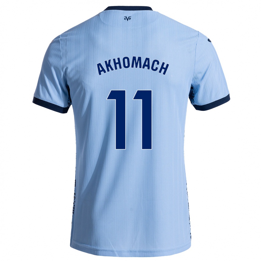 Kids Football Ilias Akhomach #11 Sky Blue Away Jersey 2024/25 T-Shirt Australia