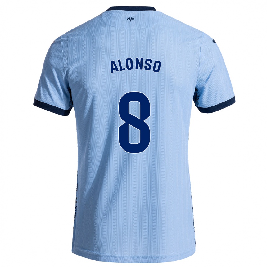 Kids Football Rodri Alonso #8 Sky Blue Away Jersey 2024/25 T-Shirt Australia