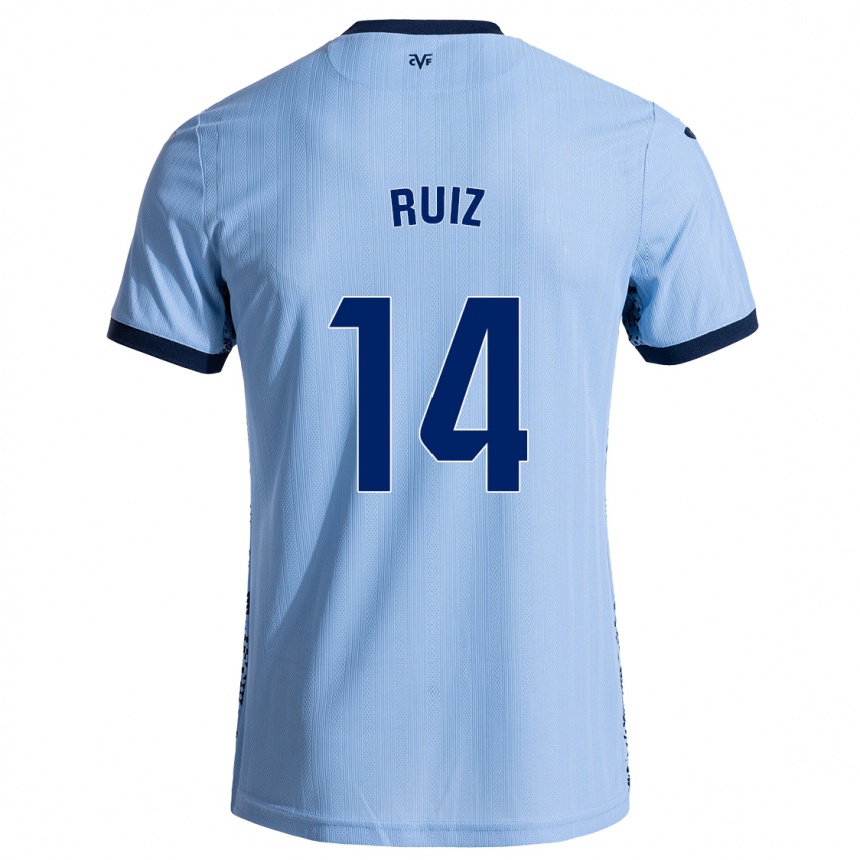 Kids Football Adri Ruiz #14 Sky Blue Away Jersey 2024/25 T-Shirt Australia