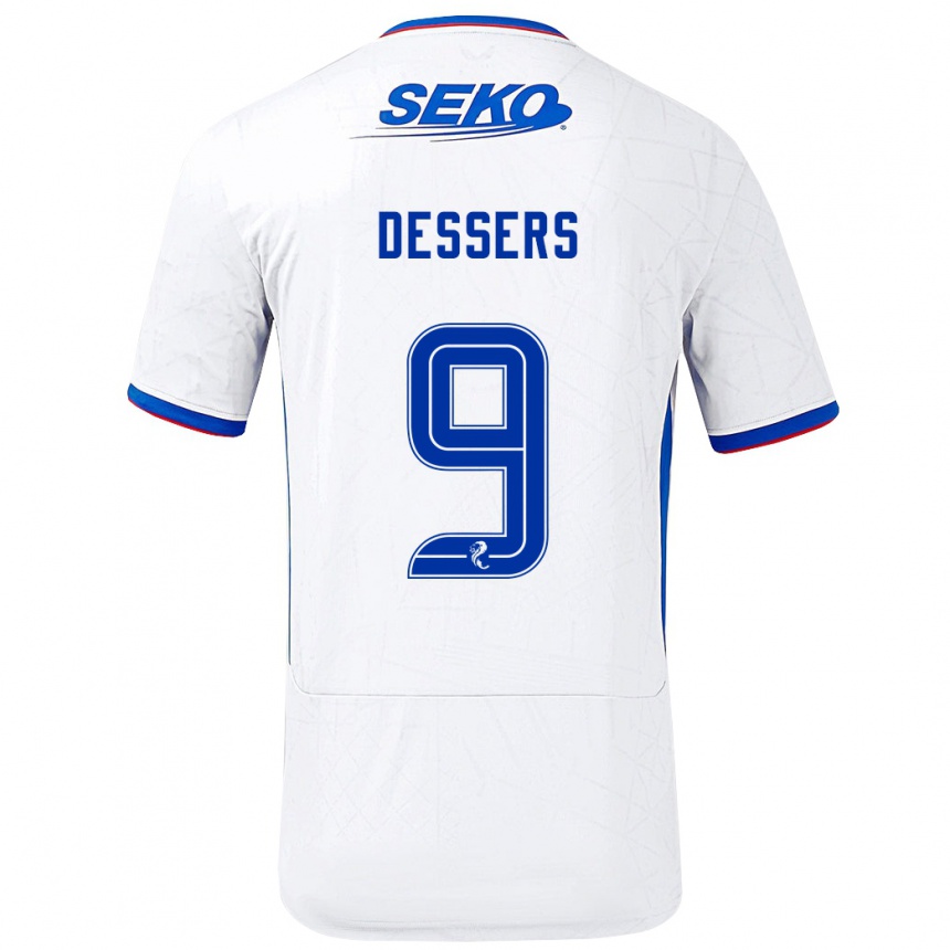 Kids Football Cyriel Dessers #9 White Blue Away Jersey 2024/25 T-Shirt Australia