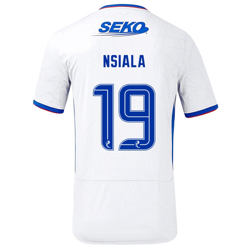 Kids Football Clinton Nsiala #19 White Blue Away Jersey 2024/25 T-Shirt Australia