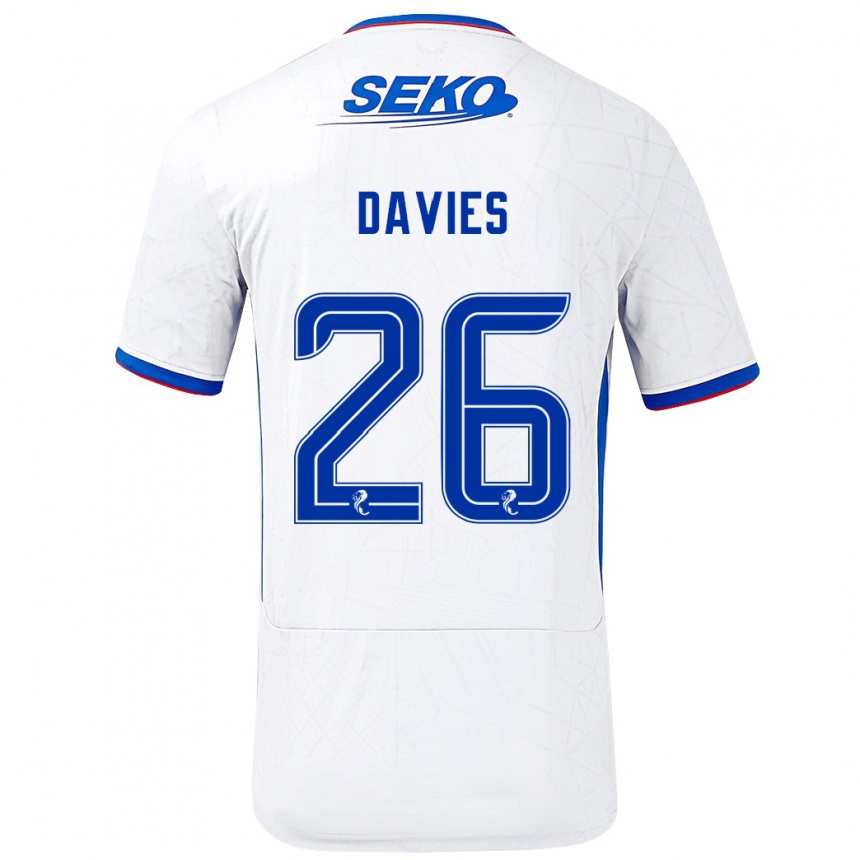 Kids Football Ben Davies #26 White Blue Away Jersey 2024/25 T-Shirt Australia