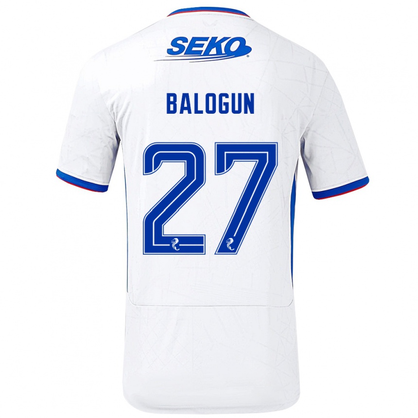 Kids Football Leon Balogun #27 White Blue Away Jersey 2024/25 T-Shirt Australia