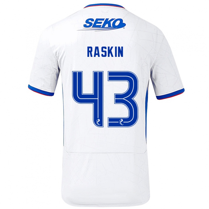 Kids Football Nicolas Raskin #43 White Blue Away Jersey 2024/25 T-Shirt Australia