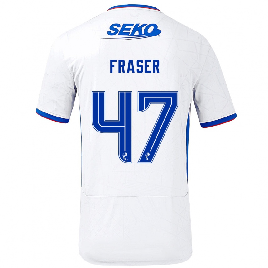 Kids Football Robbie Fraser #47 White Blue Away Jersey 2024/25 T-Shirt Australia