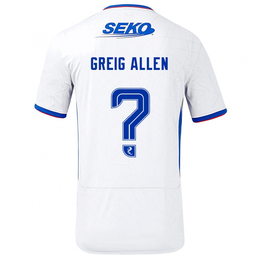 Kids Football Greig Allen #0 White Blue Away Jersey 2024/25 T-Shirt Australia