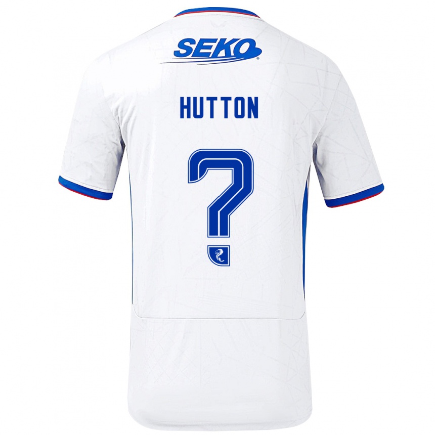 Kids Football Zander Hutton #0 White Blue Away Jersey 2024/25 T-Shirt Australia