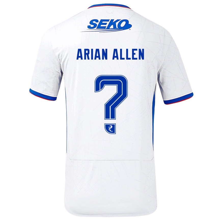 Kids Football Arian Allen #0 White Blue Away Jersey 2024/25 T-Shirt Australia