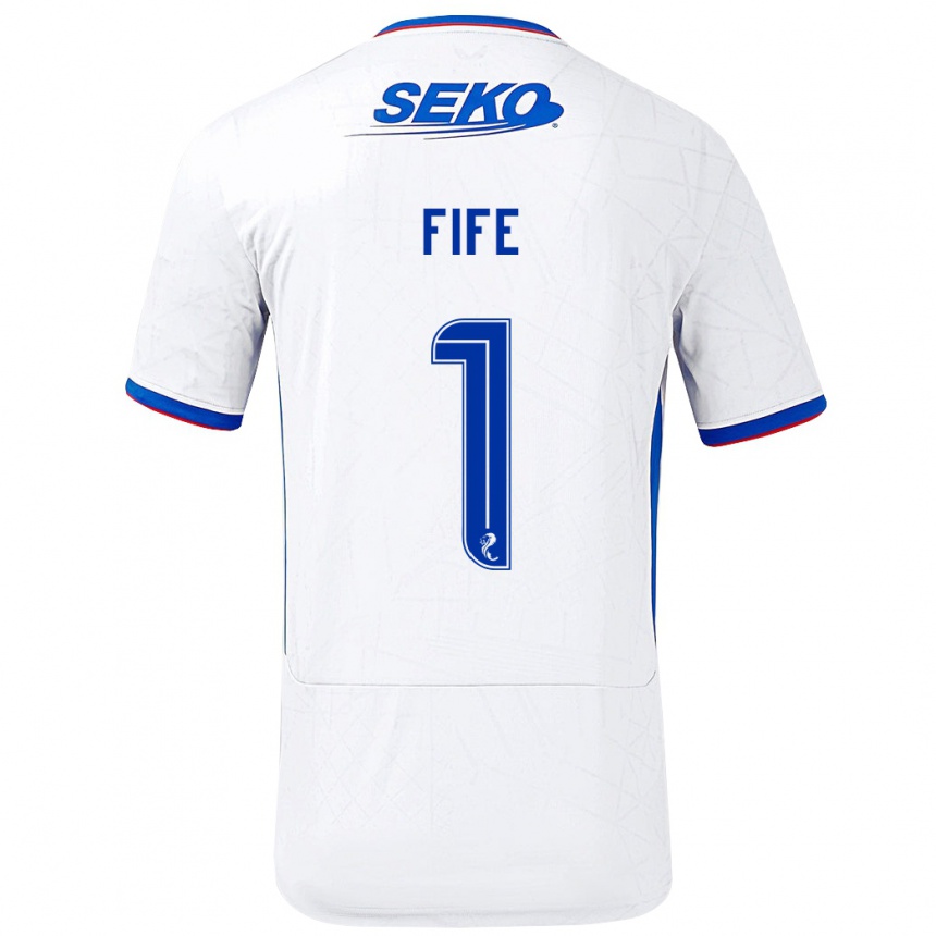 Kids Football Jenna Fife #1 White Blue Away Jersey 2024/25 T-Shirt Australia