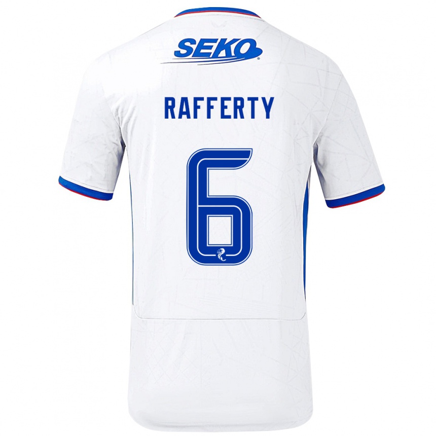 Kids Football Laura Rafferty #6 White Blue Away Jersey 2024/25 T-Shirt Australia