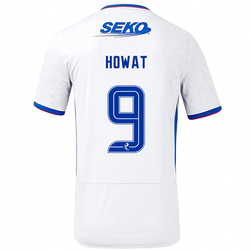 Kids Football Kirsty Howat #9 White Blue Away Jersey 2024/25 T-Shirt Australia