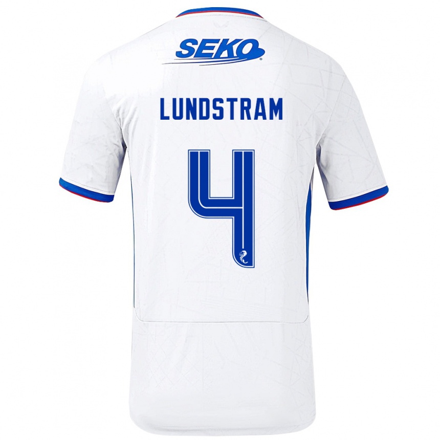 Kids Football John Lundstram #4 White Blue Away Jersey 2024/25 T-Shirt Australia