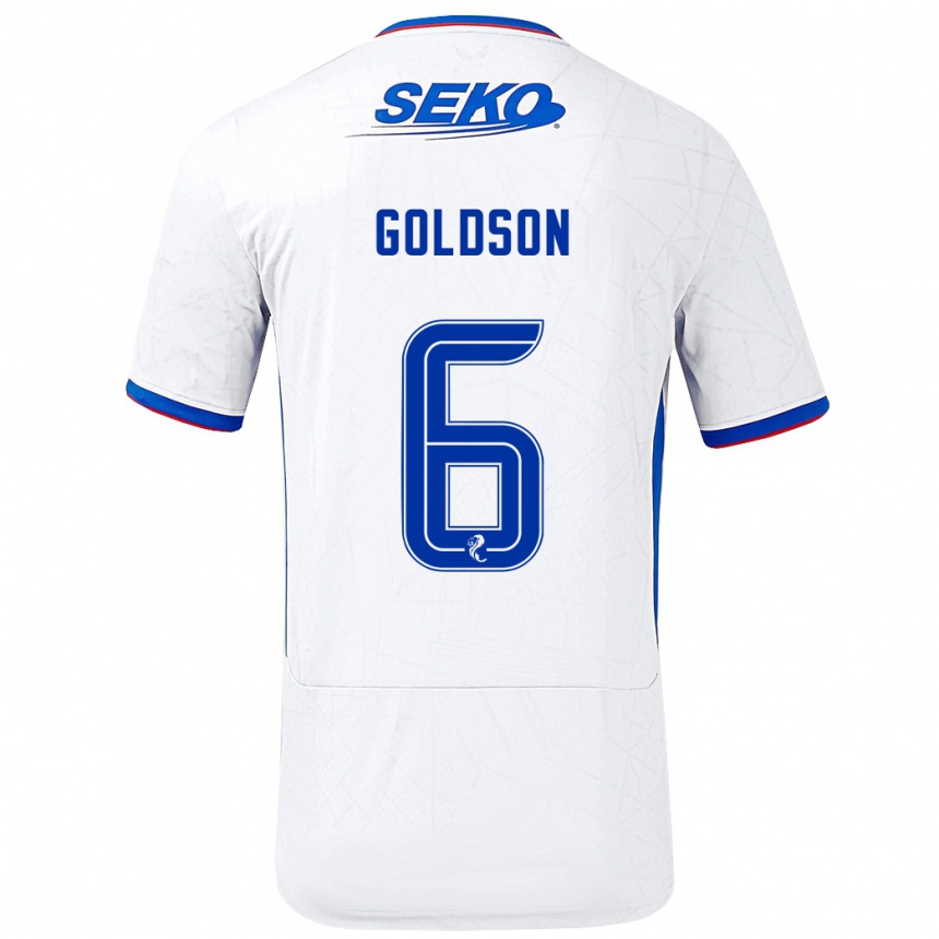 Kids Football Connor Goldson #6 White Blue Away Jersey 2024/25 T-Shirt Australia