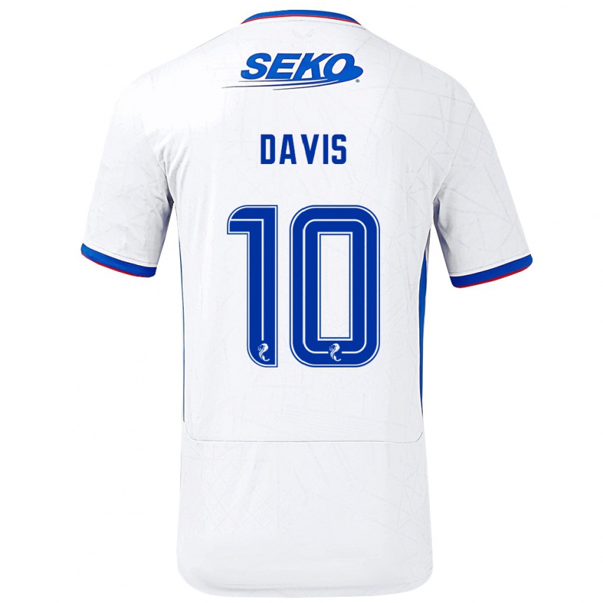 Kids Football Steven Davis #10 White Blue Away Jersey 2024/25 T-Shirt Australia