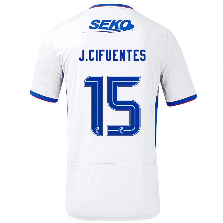 Kids Football José Cifuentes #15 White Blue Away Jersey 2024/25 T-Shirt Australia