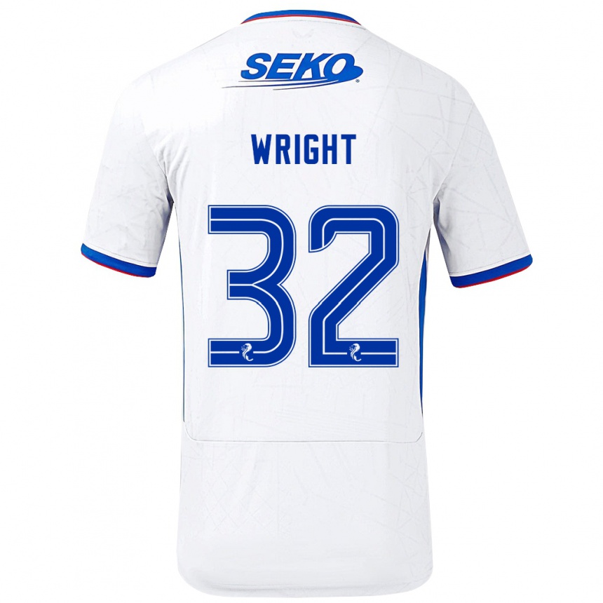 Kids Football Kieran Wright #32 White Blue Away Jersey 2024/25 T-Shirt Australia