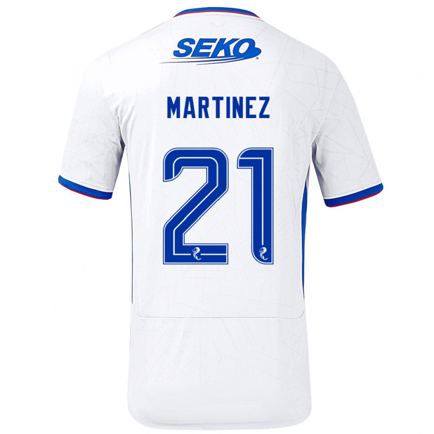 Kids Football Lisa Martinez #21 White Blue Away Jersey 2024/25 T-Shirt Australia