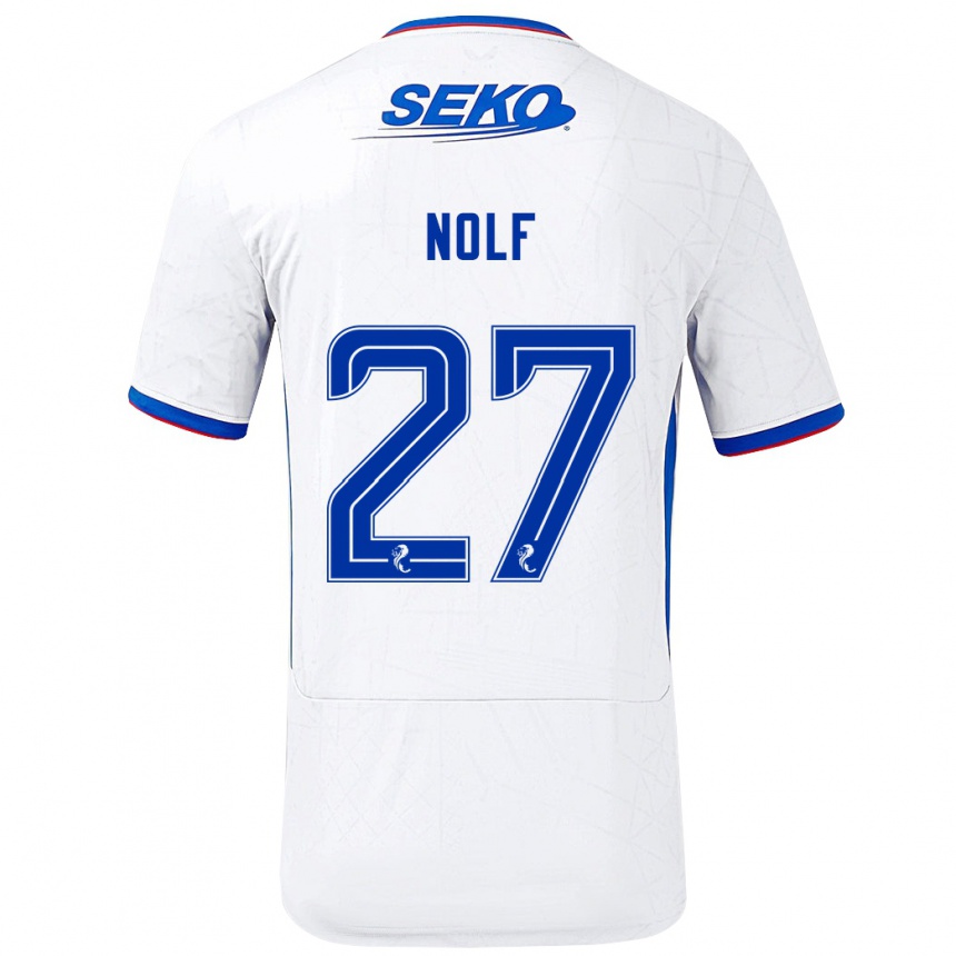 Kids Football Madeline Nolf #27 White Blue Away Jersey 2024/25 T-Shirt Australia