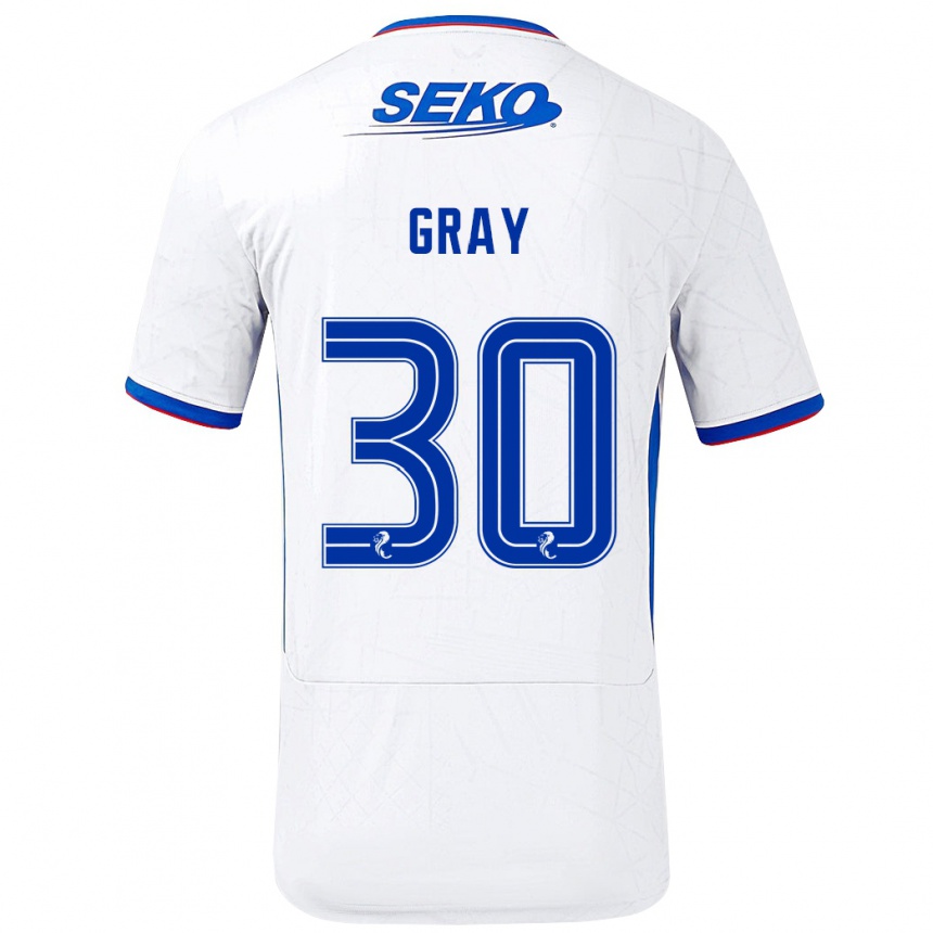 Kids Football Georgia Gray #30 White Blue Away Jersey 2024/25 T-Shirt Australia