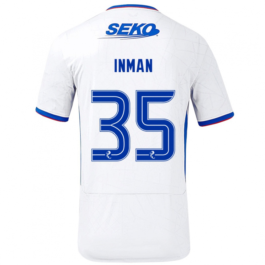 Kids Football Lucy Inman #35 White Blue Away Jersey 2024/25 T-Shirt Australia