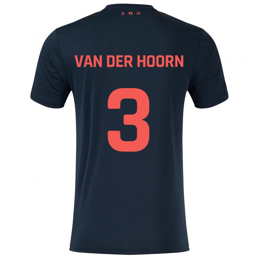 Kids Football Mike Van Der Hoorn #3 Black Red Away Jersey 2024/25 T-Shirt Australia