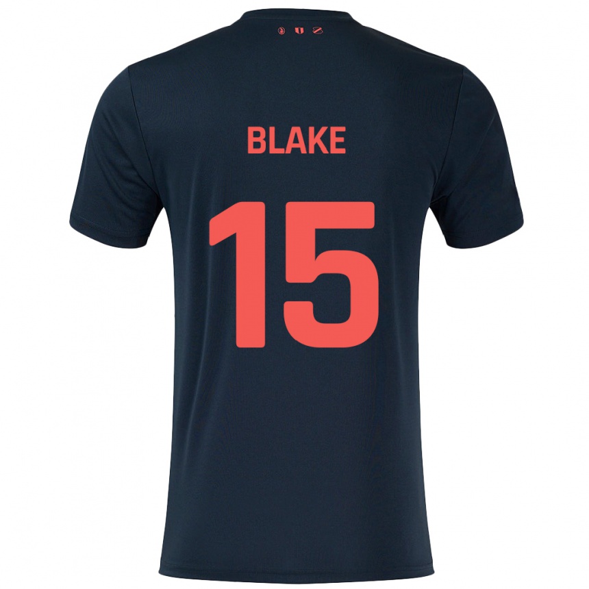 Kids Football Adrian Blake #15 Black Red Away Jersey 2024/25 T-Shirt Australia