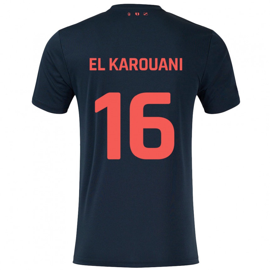 Kids Football Souffian El Karouani #16 Black Red Away Jersey 2024/25 T-Shirt Australia