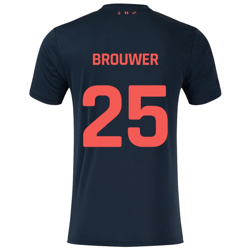 Kids Football Michael Brouwer #25 Black Red Away Jersey 2024/25 T-Shirt Australia