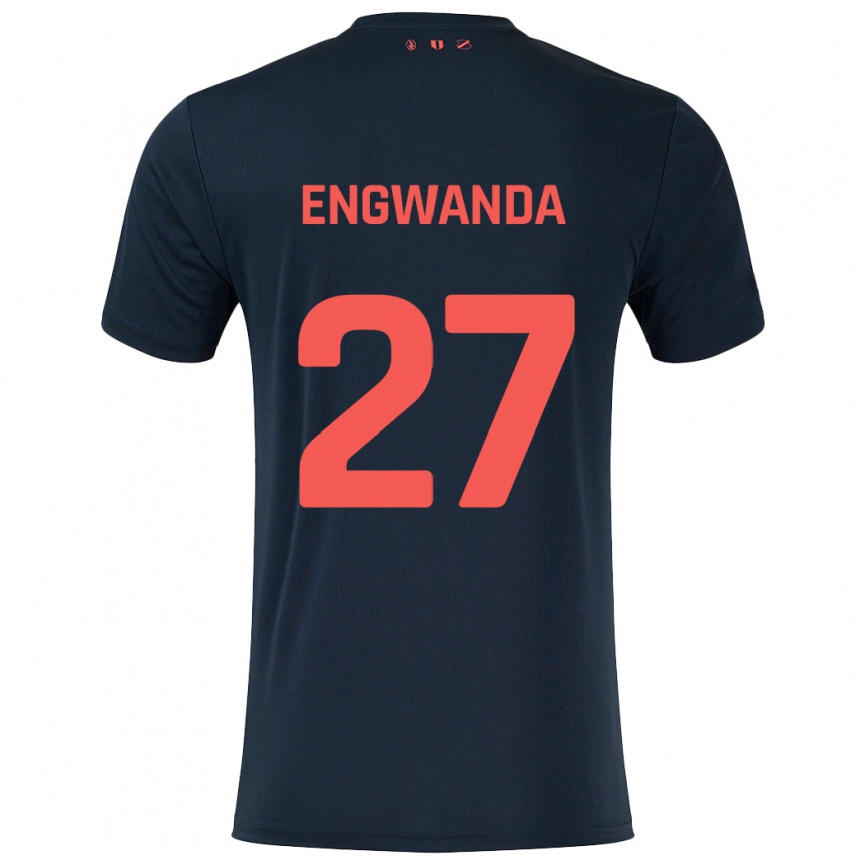 Kids Football Alonzo Engwanda #27 Black Red Away Jersey 2024/25 T-Shirt Australia