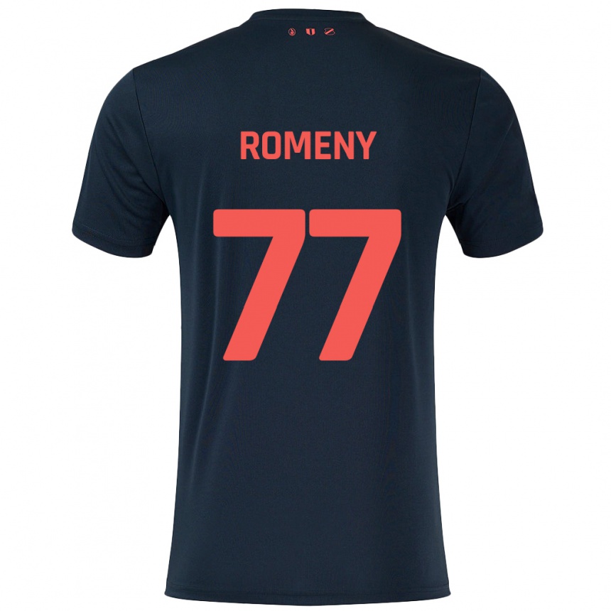 Kids Football Ole Romeny #77 Black Red Away Jersey 2024/25 T-Shirt Australia