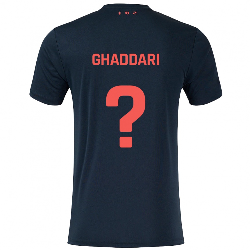 Kids Football Massien Ghaddari #0 Black Red Away Jersey 2024/25 T-Shirt Australia