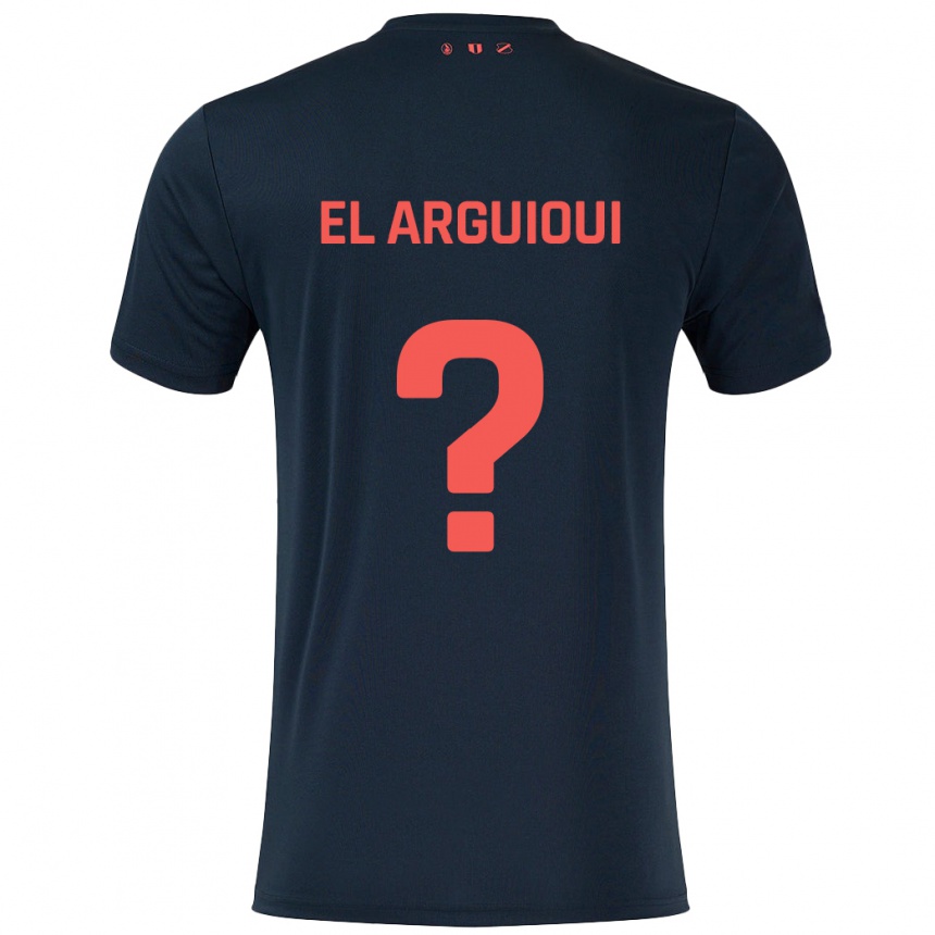 Kids Football Rafik El Arguioui #0 Black Red Away Jersey 2024/25 T-Shirt Australia