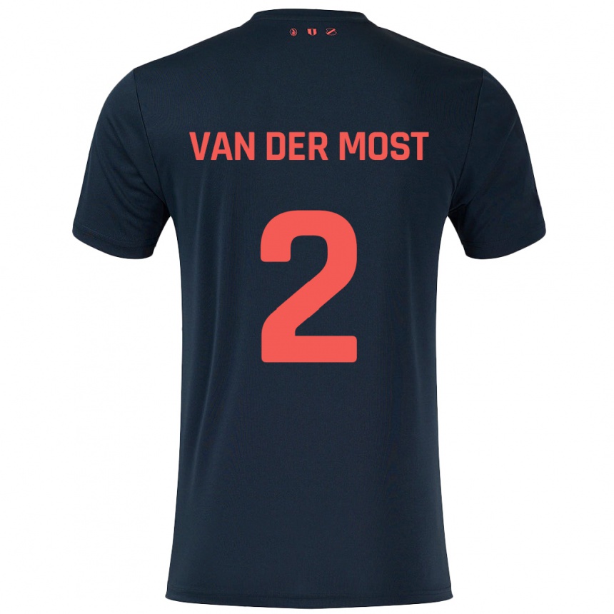 Kids Football Liza Van Der Most #2 Black Red Away Jersey 2024/25 T-Shirt Australia