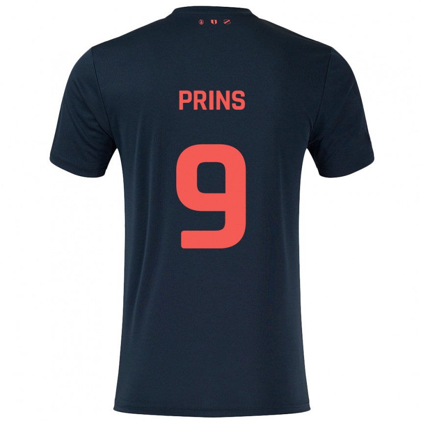 Kids Football Femke Prins #9 Black Red Away Jersey 2024/25 T-Shirt Australia