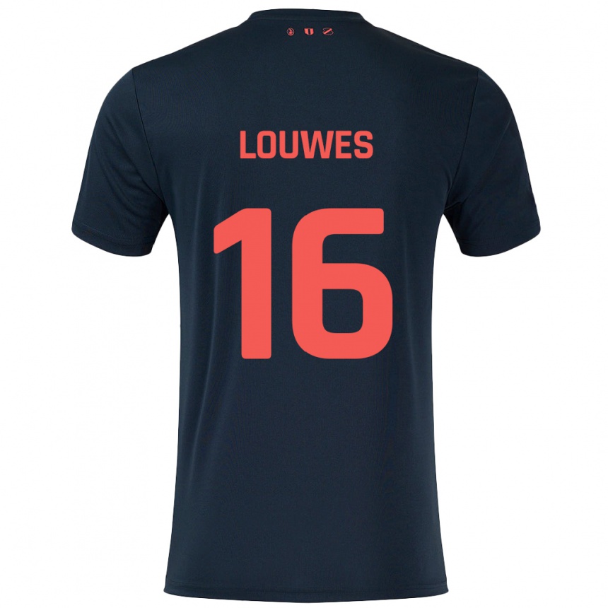 Kids Football Puck Louwes #16 Black Red Away Jersey 2024/25 T-Shirt Australia