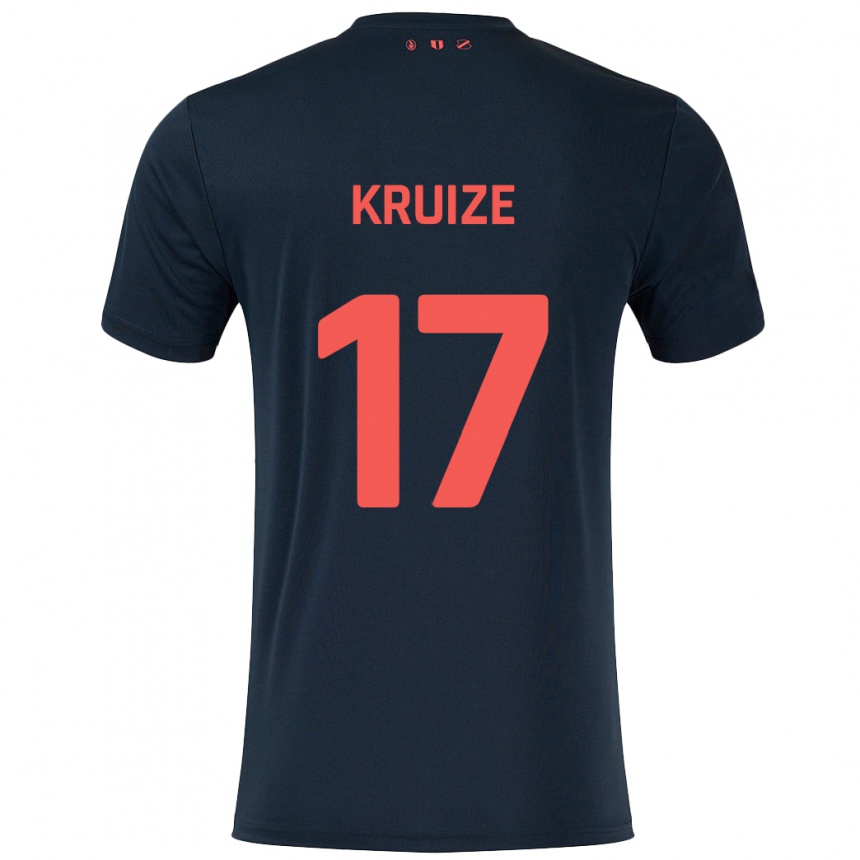 Kids Football Elisha Kruize #17 Black Red Away Jersey 2024/25 T-Shirt Australia