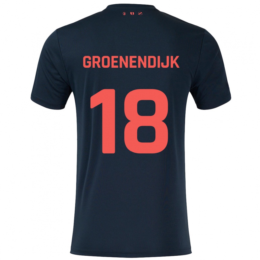 Kids Football Tami Groenendijk #18 Black Red Away Jersey 2024/25 T-Shirt Australia