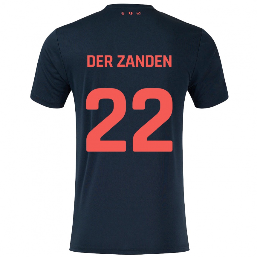 Kids Football Iise Van Der Zanden #22 Black Red Away Jersey 2024/25 T-Shirt Australia