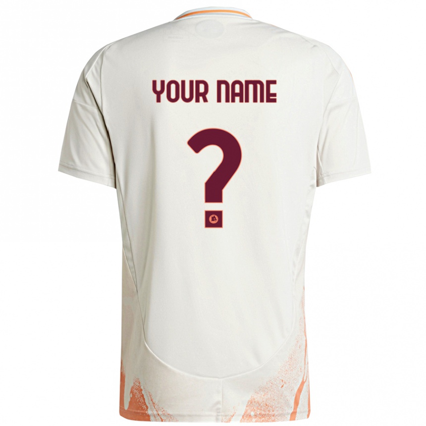 Kids Football Your Name #0 Cream White Orange Away Jersey 2024/25 T-Shirt Australia