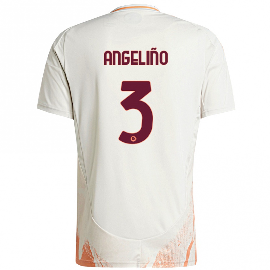 Kids Football Angeliño #3 Cream White Orange Away Jersey 2024/25 T-Shirt Australia