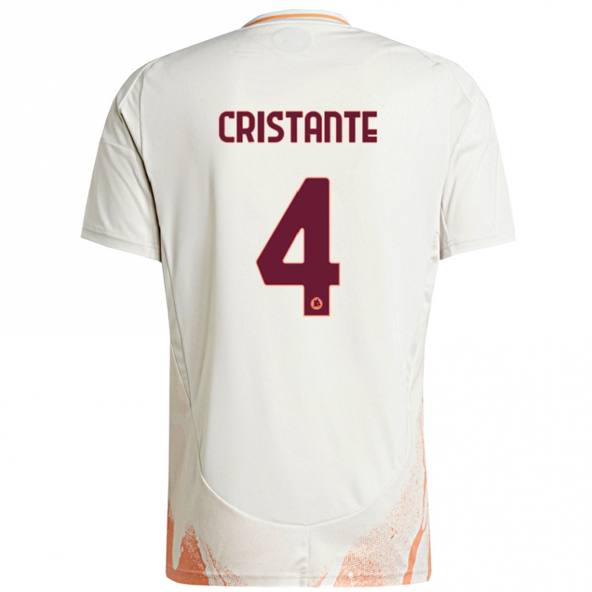 Kids Football Bryan Cristante #4 Cream White Orange Away Jersey 2024/25 T-Shirt Australia